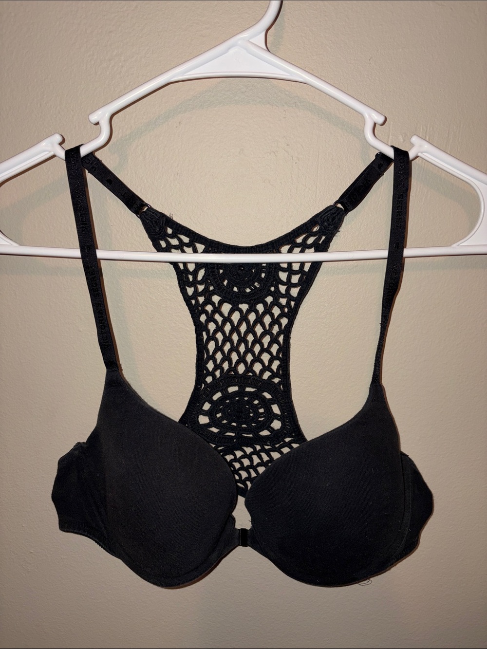 Victoria's Secret Black Crochet Racerback Push-Up Bra